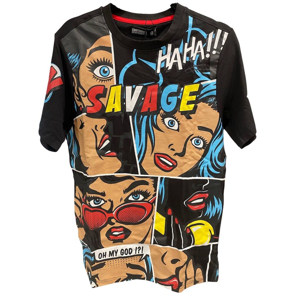 NEW Contender Shirt Streetwear Mens Medium black Comics Villan Print Hip Hop
